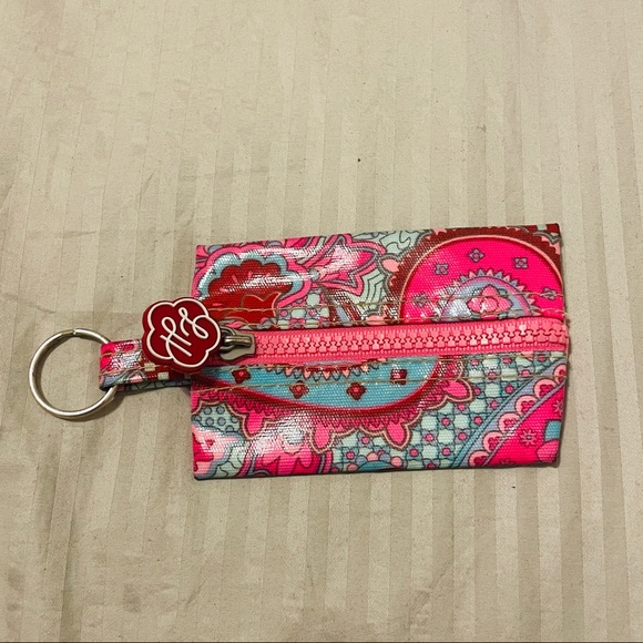 Lou Harvey Blue and Pink Paisley Print Keychain Wallet - Picture 2 of 6